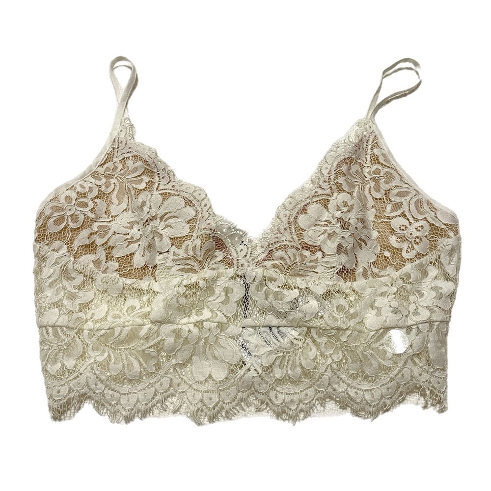 NWT Pacsun Lottie Moss white cream lace bralette tank crop top size medium